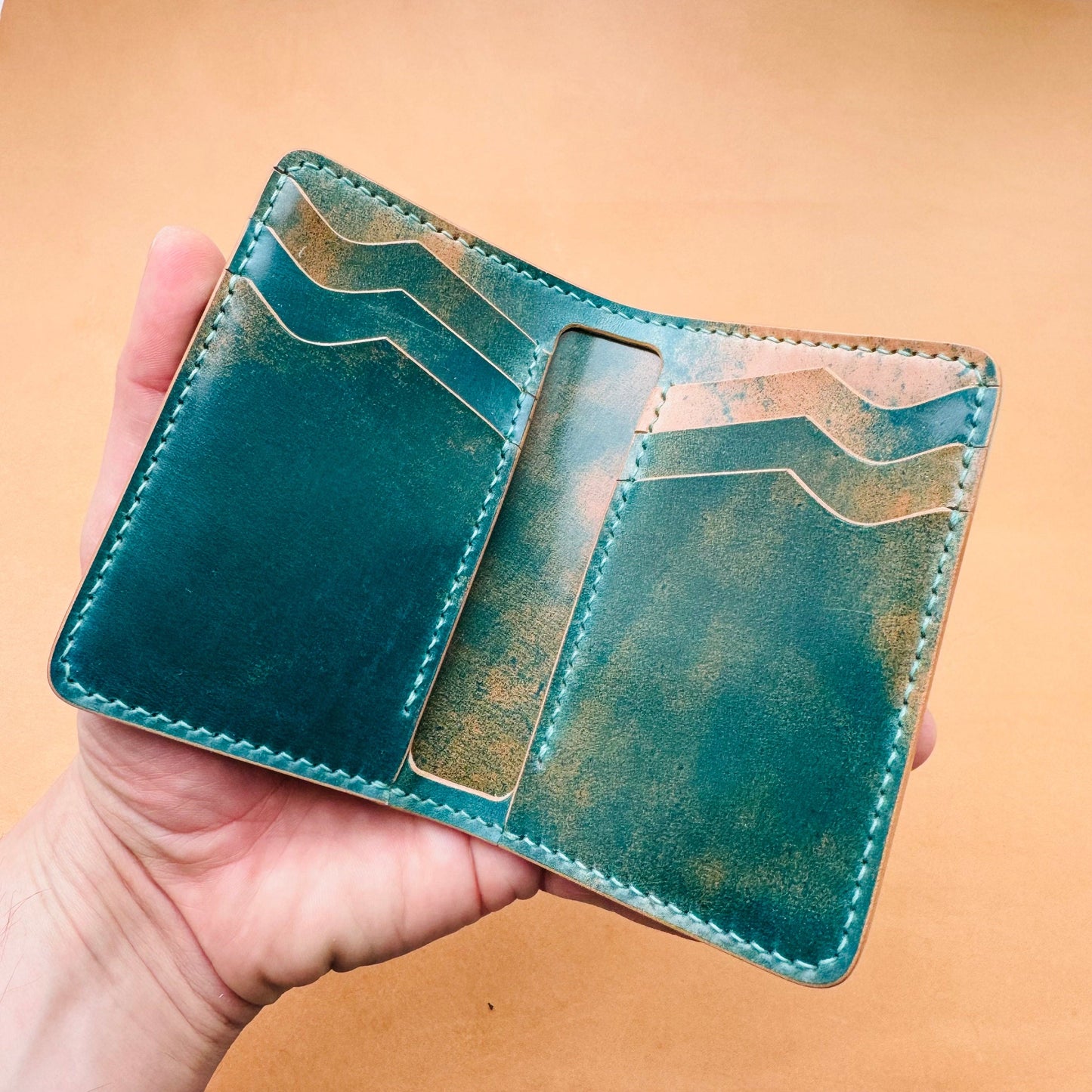 Shell Cordovan Wallet, Vertical Leather Bifold Wallet, Minimalist Slim Luxury Wallet