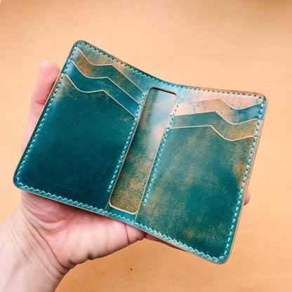 Shell Cordovan Wallet, Vertical Leather Bifold Wallet, Minimalist Slim Luxury Wallet