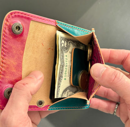 Rocado shell Cordovan Compact Leather Wallet With Coin Purse, Leather Card And Cash Holder