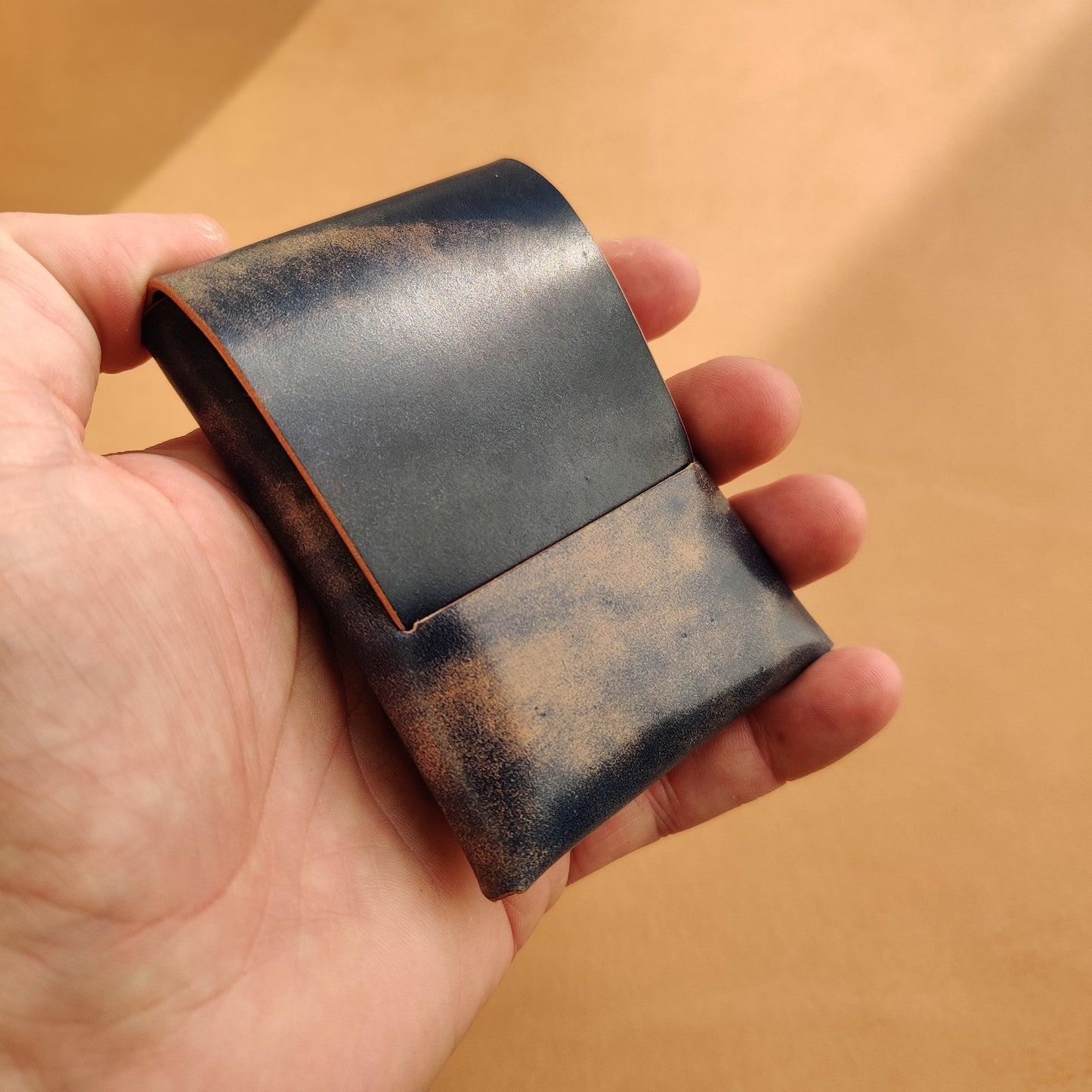 Rocado Shell Cordovan Stitchless Leather Mini Cards Wallet, Origami Minimalist Wallet, EDC Card Holder Case