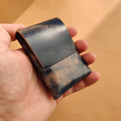 Rocado Shell Cordovan Stitchless Leather Mini Cards Wallet, Origami Minimalist Wallet, EDC Card Holder Case