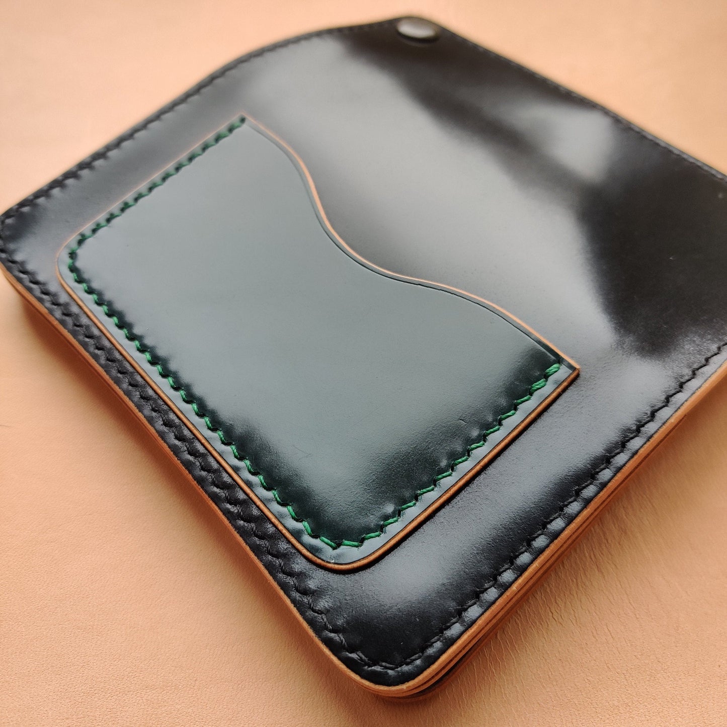 Rocado Shell Cordovan Mini Trucker Wallet, Luxury Compact Wallet