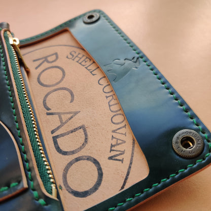 Rocado Shell Cordovan Mini Trucker Wallet, Luxury Compact Wallet