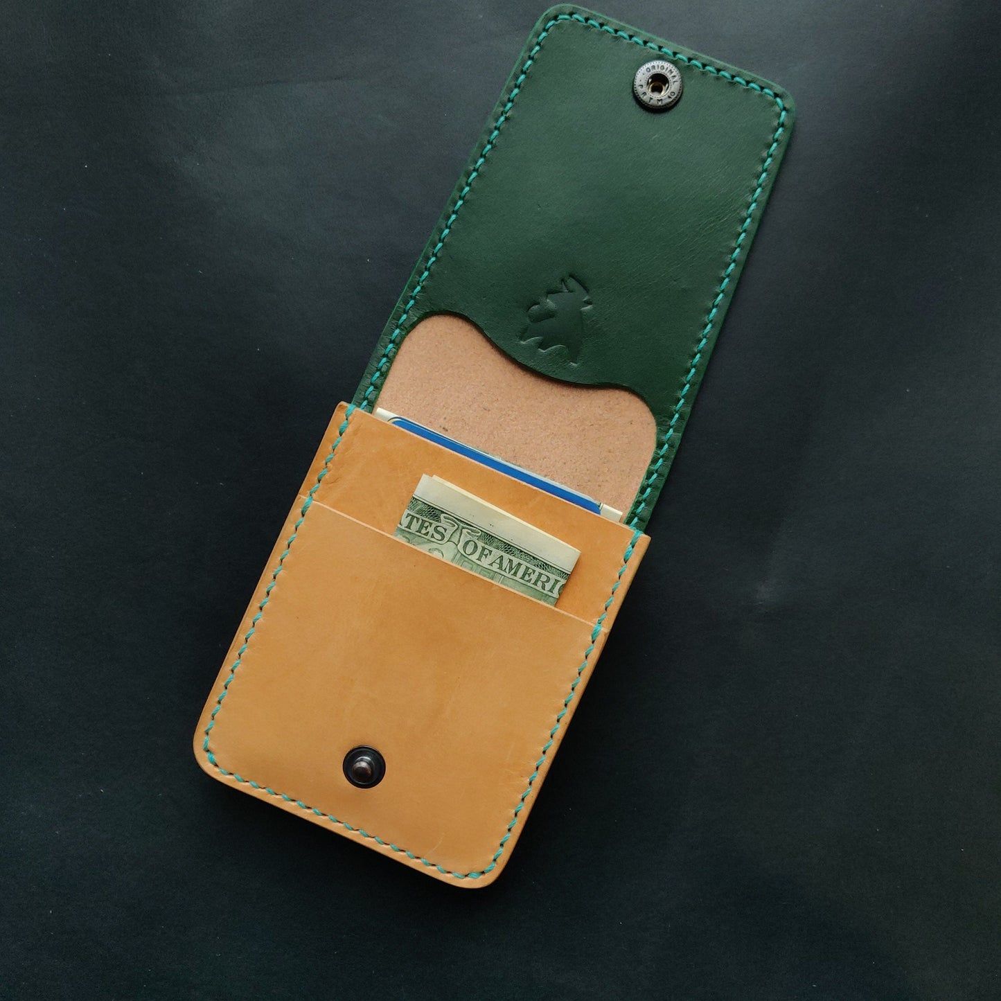 Leather vertical minimalist bifold EDC wallet
