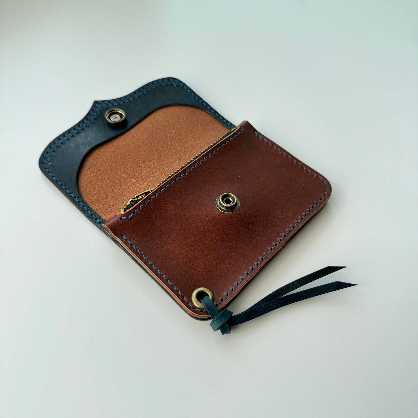Short Trucker Wallet With A Ring For Chain Or Lanyard, Veg Tan Wallet, Stylish Wallet For Rider, Biker or Trucker