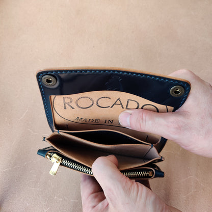 Rocado Shell Cordovan Mini Trucker Wallet, Luxury Compact Wallet