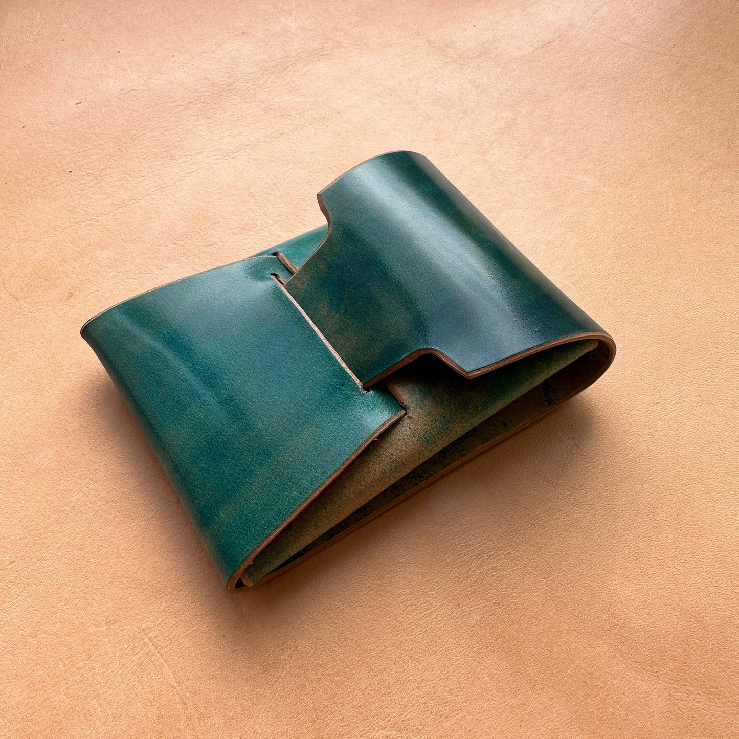 Stitchless Shell Cordovan Leather Cards Wallet, Origami Minimalist Wallet, EDC Card Holder Case