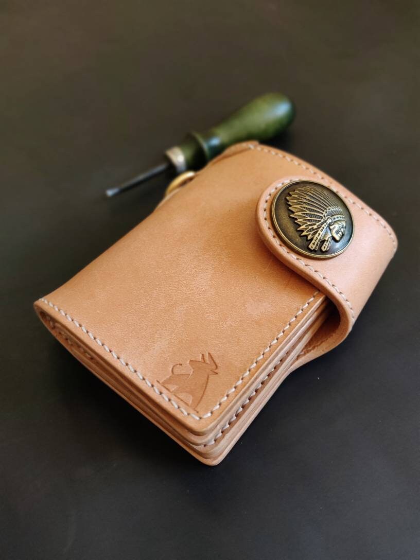 Leather Biker Wallet With Coin purse, Concho Wallet, Trucker Wallet, Chain Wallet, Men's Wallet, Leather Wallet, Rider wallet