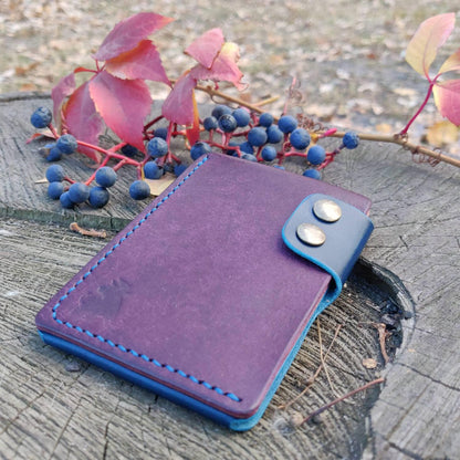 Leather Card Holder, Vegetable Tanned Pocket Mini Wallet, Minimalist Card Holder Case