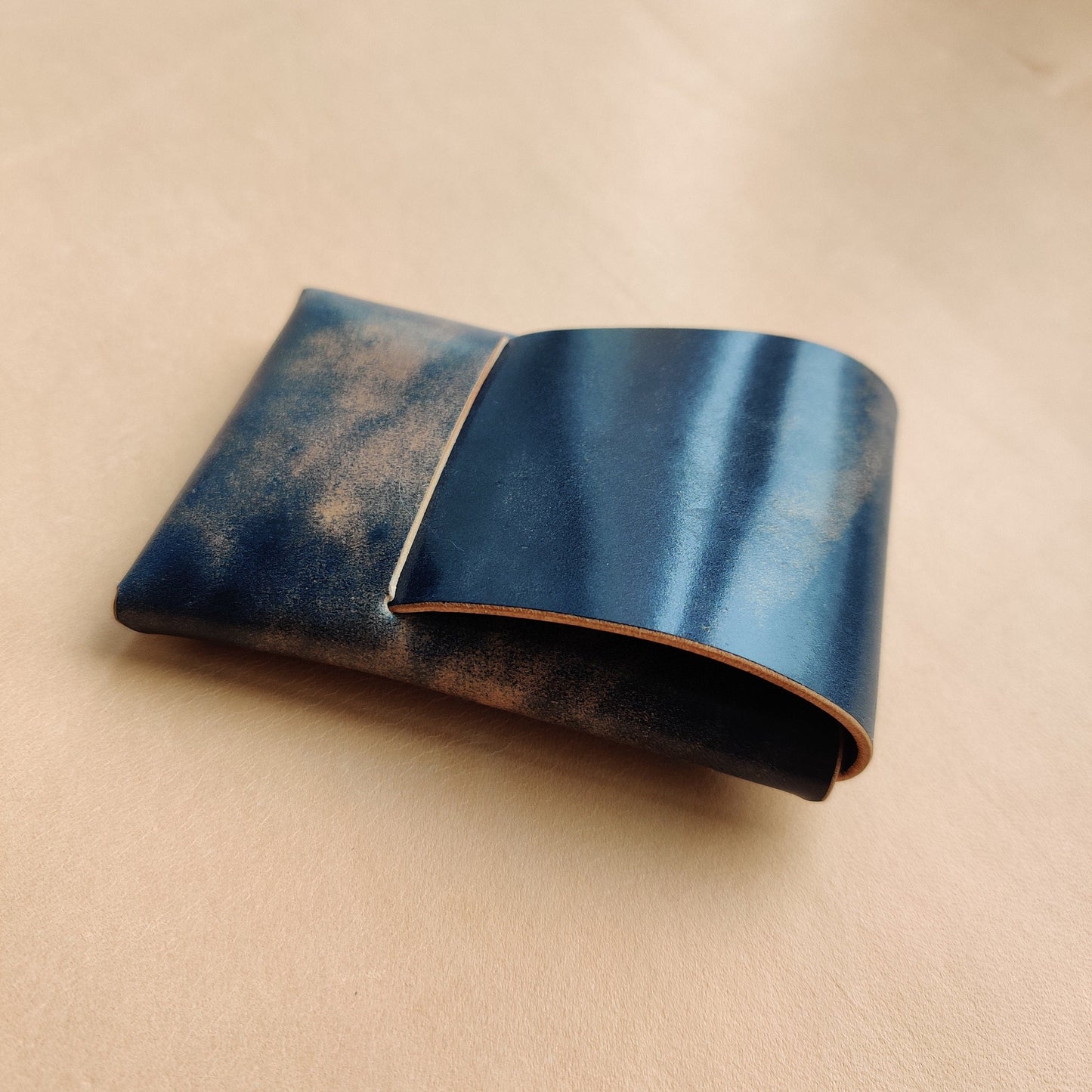 Rocado Shell Cordovan Stitchless Leather Mini Cards Wallet, Origami Minimalist Wallet, EDC Card Holder Case