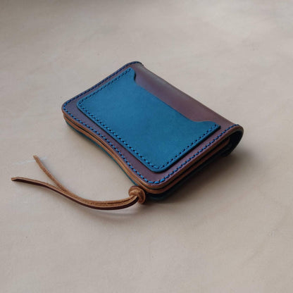 Short Trucker Wallet With A Ring For Chain Or Lanyard, Veg Tan Wallet, Stylish Wallet For Rider, Biker or Trucker