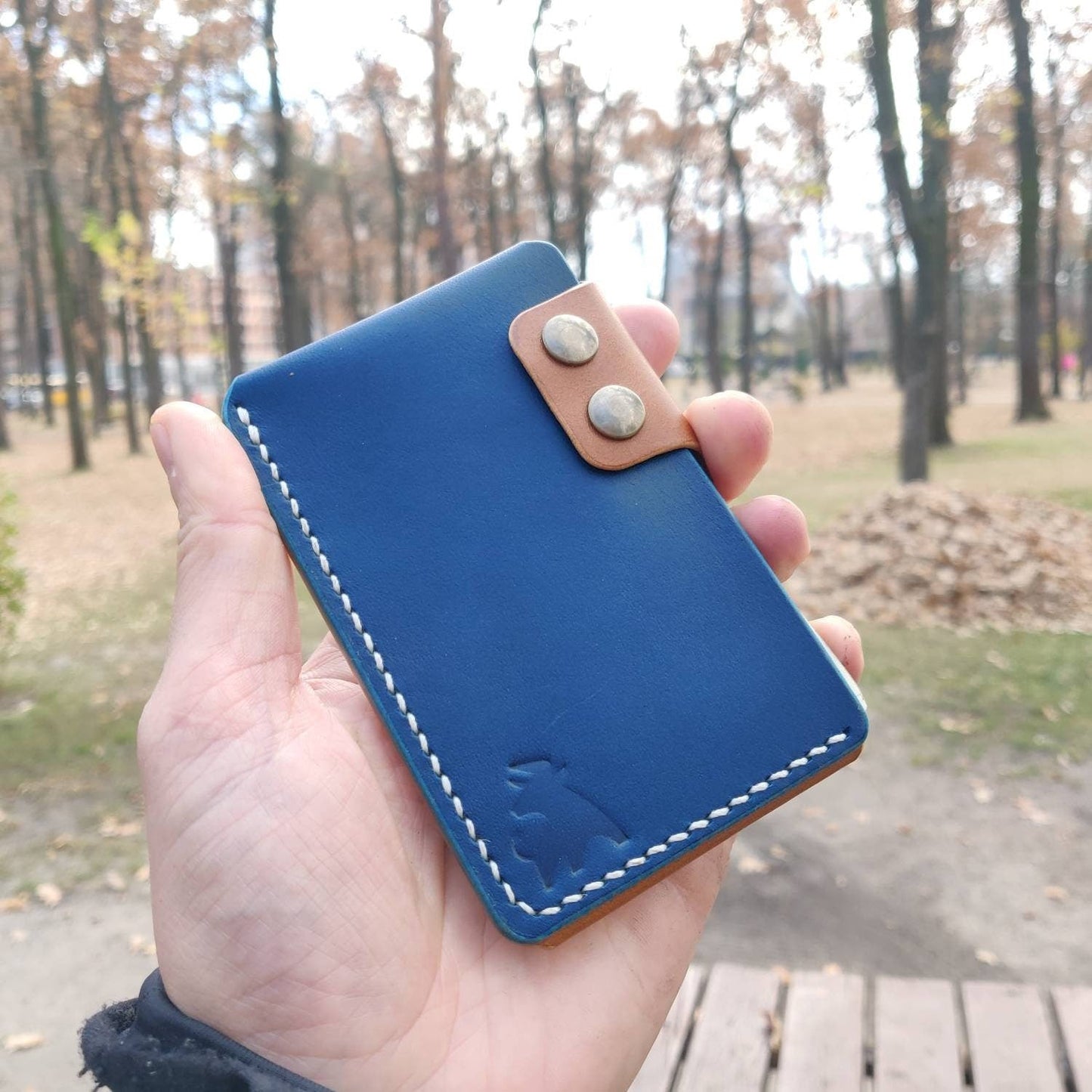 Leather Card Holder, Vegetable Tanned Pocket Mini Wallet, Minimalist Card Holder Case
