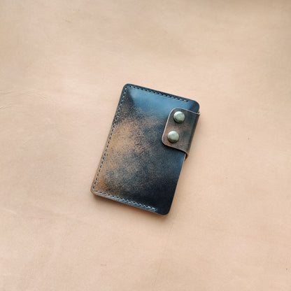 Rocado Shell Cordovan Leather Card Holder, Pocket Mini Wallet, Minimalist Card Holder Case