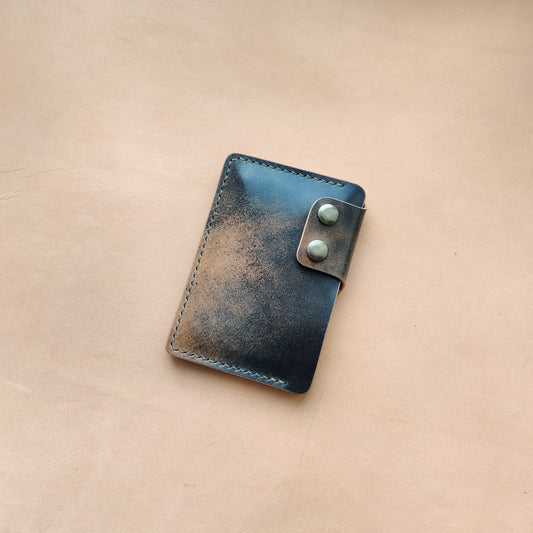 Rocado Shell Cordovan Leather Card Holder, Pocket Mini Wallet, Minimalist Card Holder Case