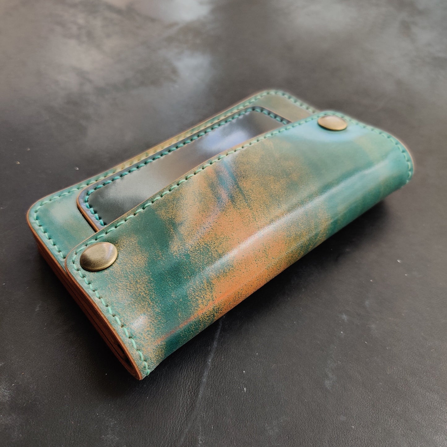 Rocado Shell Cordovan Mini Trucker Wallet, Luxury Compact Wallet