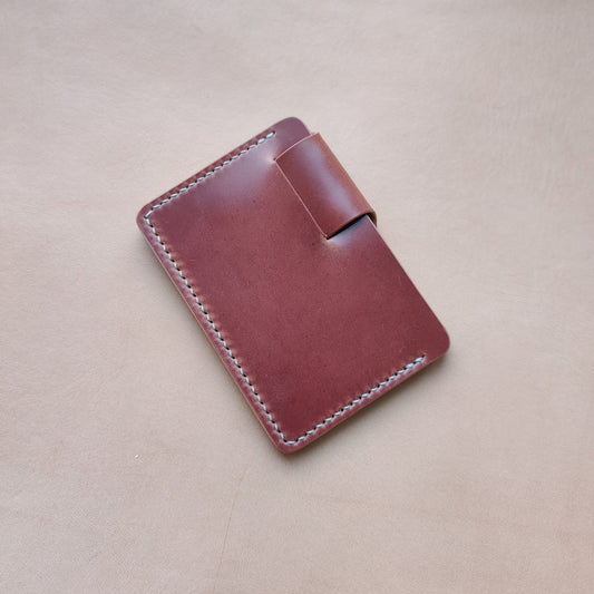 Rocado Shell Cordovan Leather Card Holder, Pocket Mini Wallet, Minimalist Card Holder Case