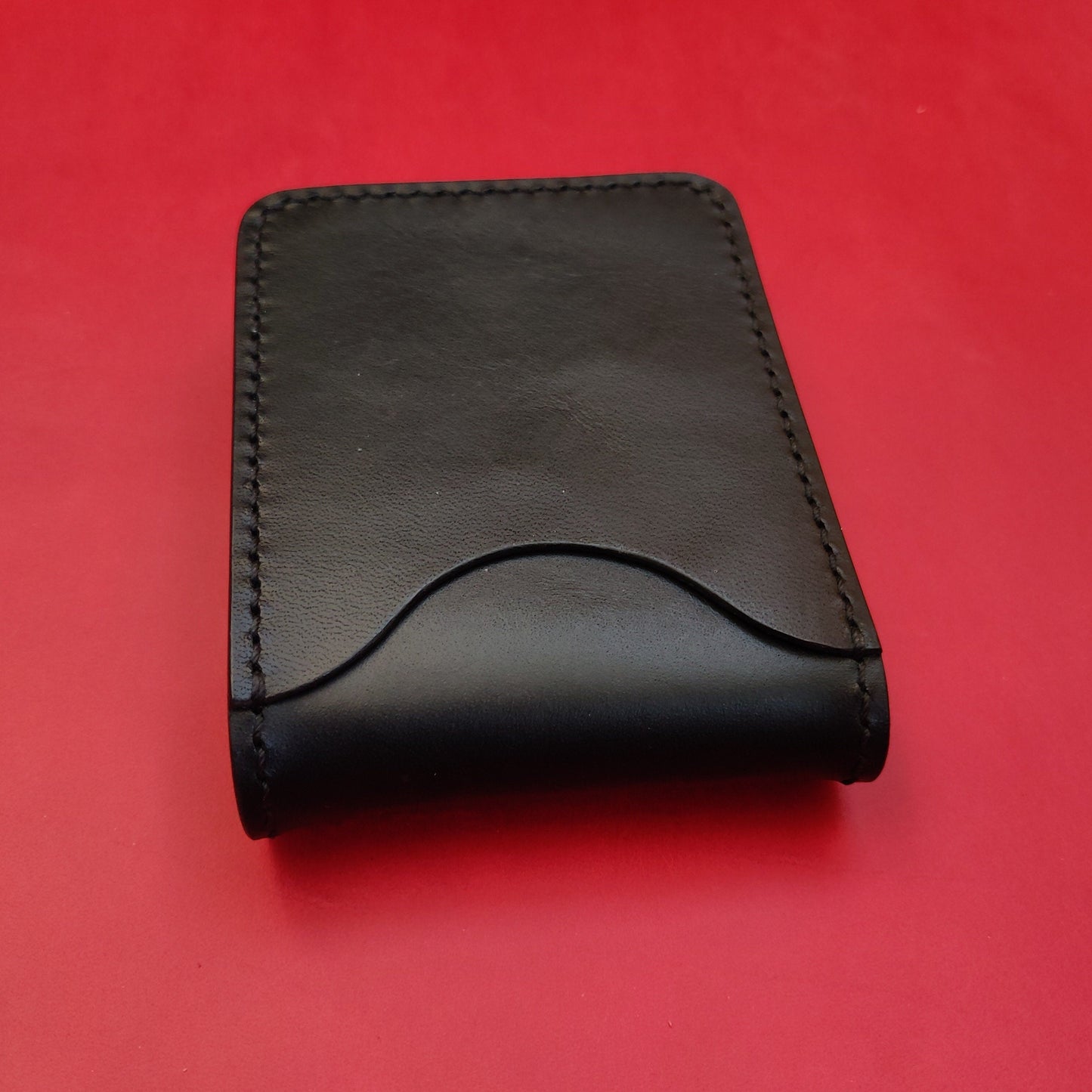 Leather vertical minimalist bifold EDC wallet