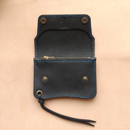 Short Trucker Wallet With A Ring For Chain Or Lanyard, Veg Tan Wallet, Stylish Wallet For Rider, Biker or Trucker