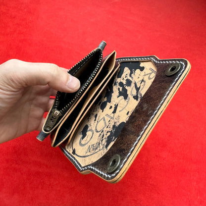 Rocado Shell Cordovan Short Trucker Wallet With A Ring For Chain Or Lanyard, Stylish Wallet For Rider, Biker or Trucker