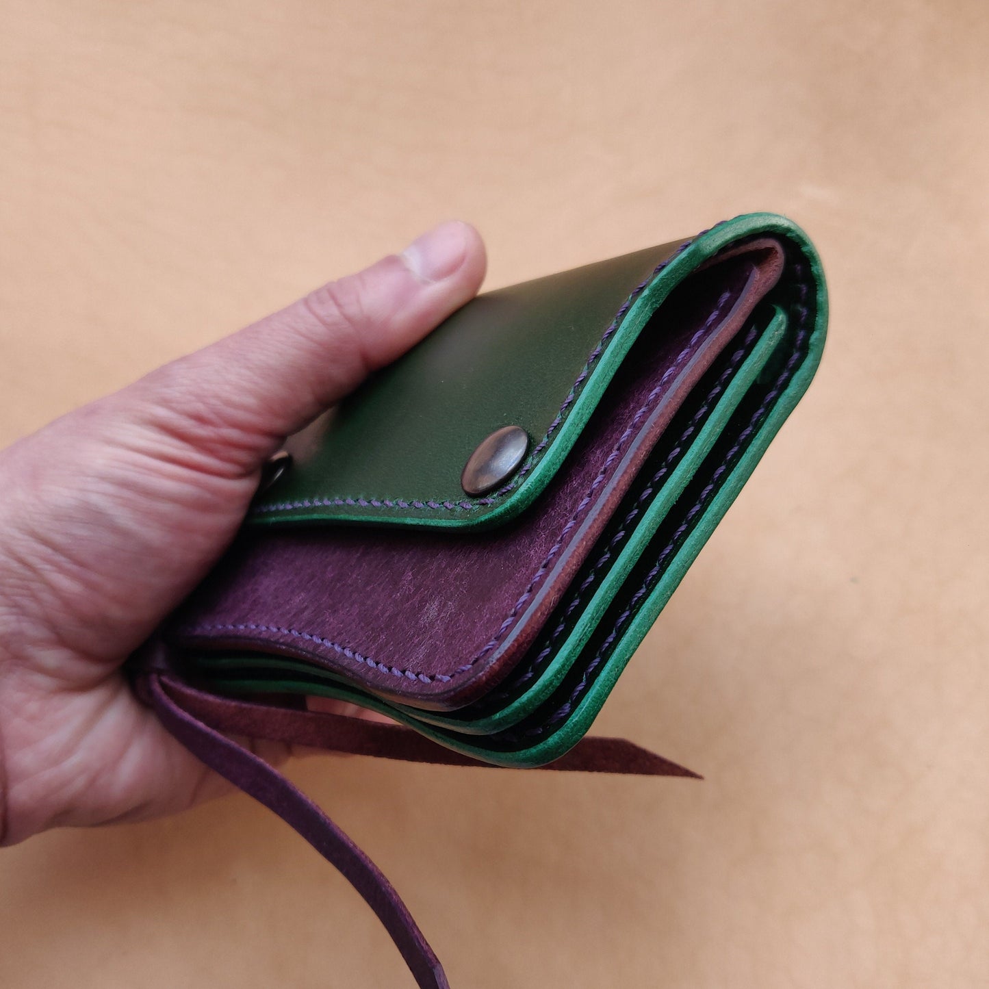 Short Trucker Wallet With A Ring For Chain Or Lanyard, EDC Wallet For Rider, Biker or Trucker