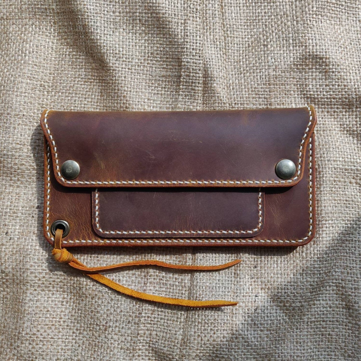 Long Trucker Wallet With A Ring For Chain Or Lanyard , Handmade Wallet For Rider, Biker or Trucker