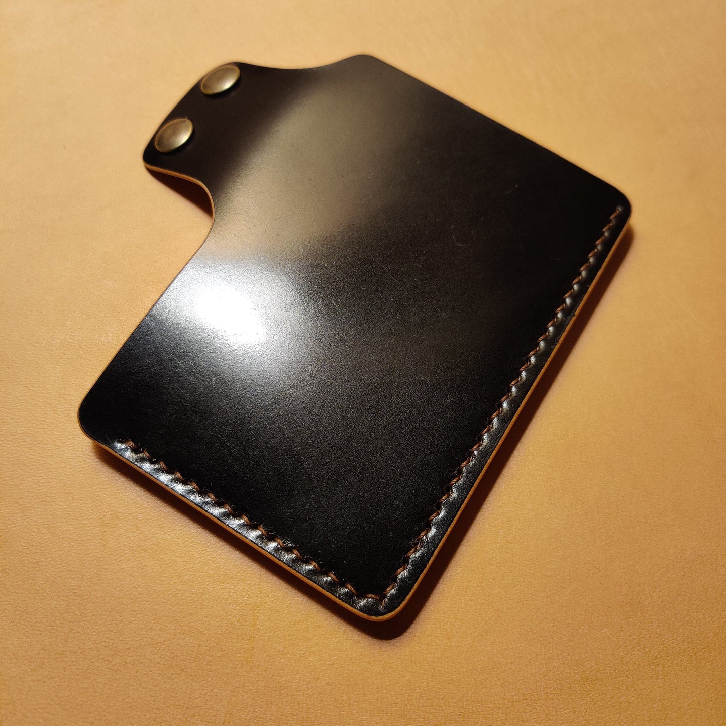 Rocado Shell Cordovan Leather Card Holder, Pocket Mini Wallet, Minimalist Card Holder Case