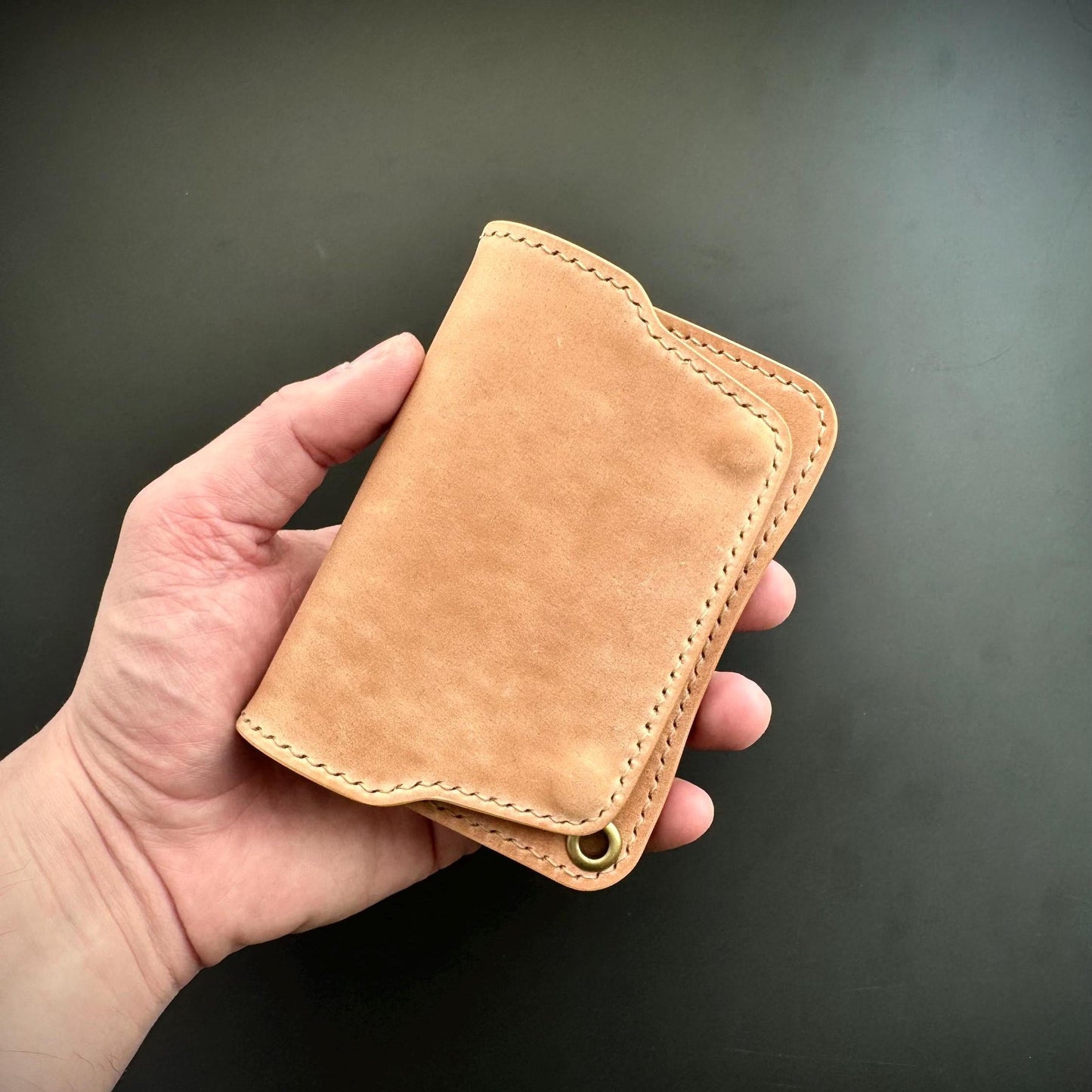 Rocado Shell Cordovan Short Trucker Wallet With A Ring For Chain Or Lanyard, Stylish Wallet For Rider, Biker or Trucker