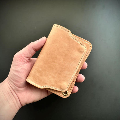 Rocado Shell Cordovan Short Trucker Wallet With A Ring For Chain Or Lanyard, Stylish Wallet For Rider, Biker or Trucker