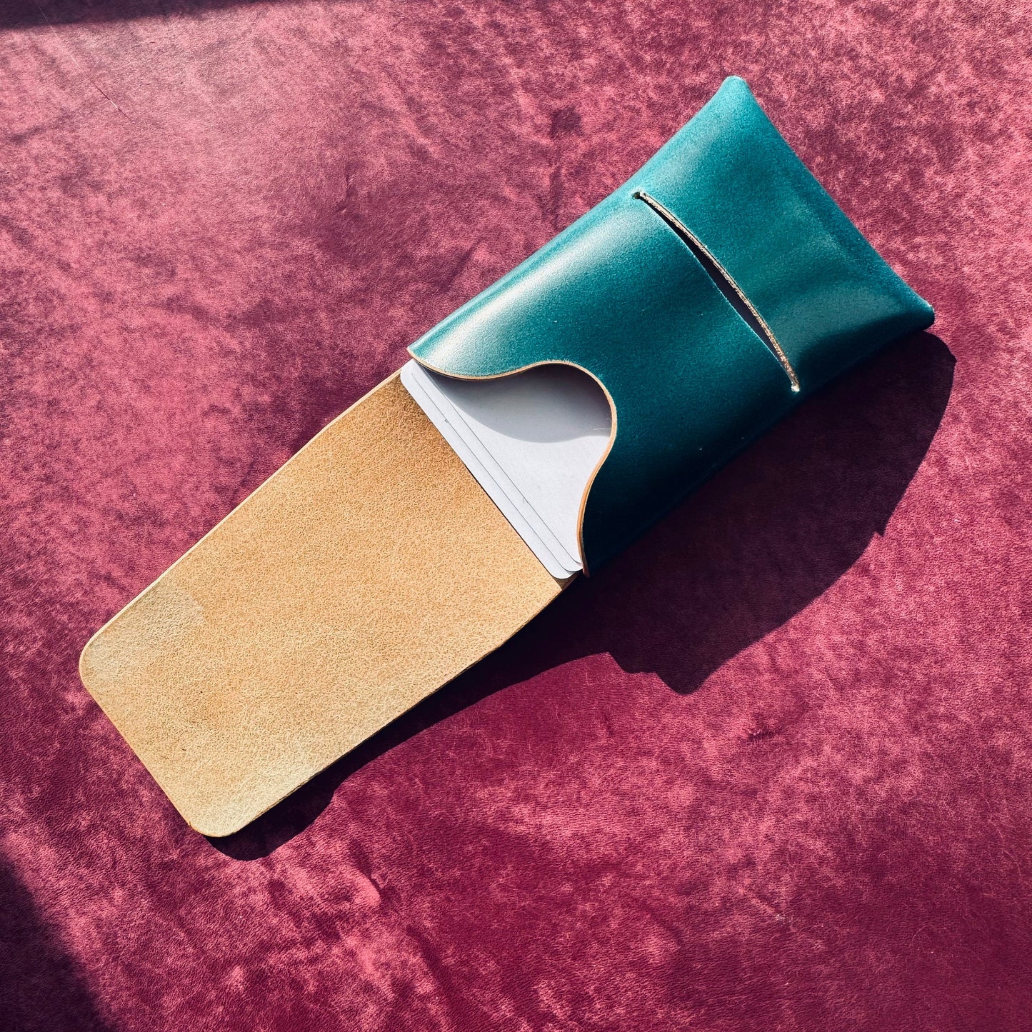 Rocado Shell Cordovan Stitchless Leather Mini Cards Wallet, Origami Minimalist Wallet, EDC Card Holder Case