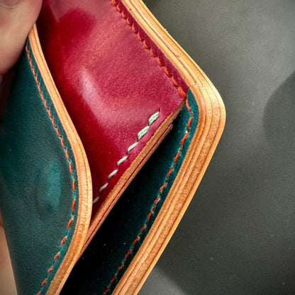 Rocado shell Cordovan Compact Leather Wallet With Coin Purse, Leather Card And Cash Holder