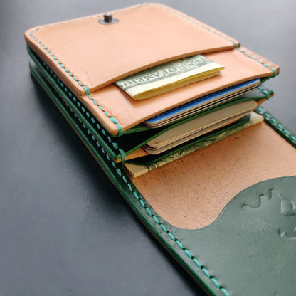 Leather vertical minimalist bifold EDC wallet