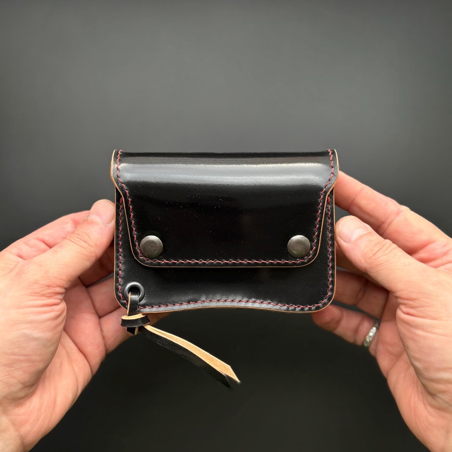 Rocado Shell Cordovan Short Trucker Wallet With A Ring For Chain Or Lanyard, Stylish Wallet For Rider, Biker or Trucker