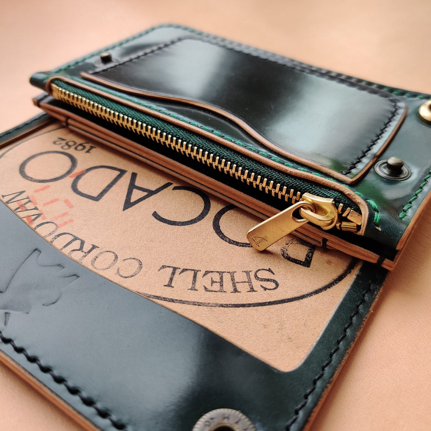 Rocado Shell Cordovan Mini Trucker Wallet, Luxury Compact Wallet