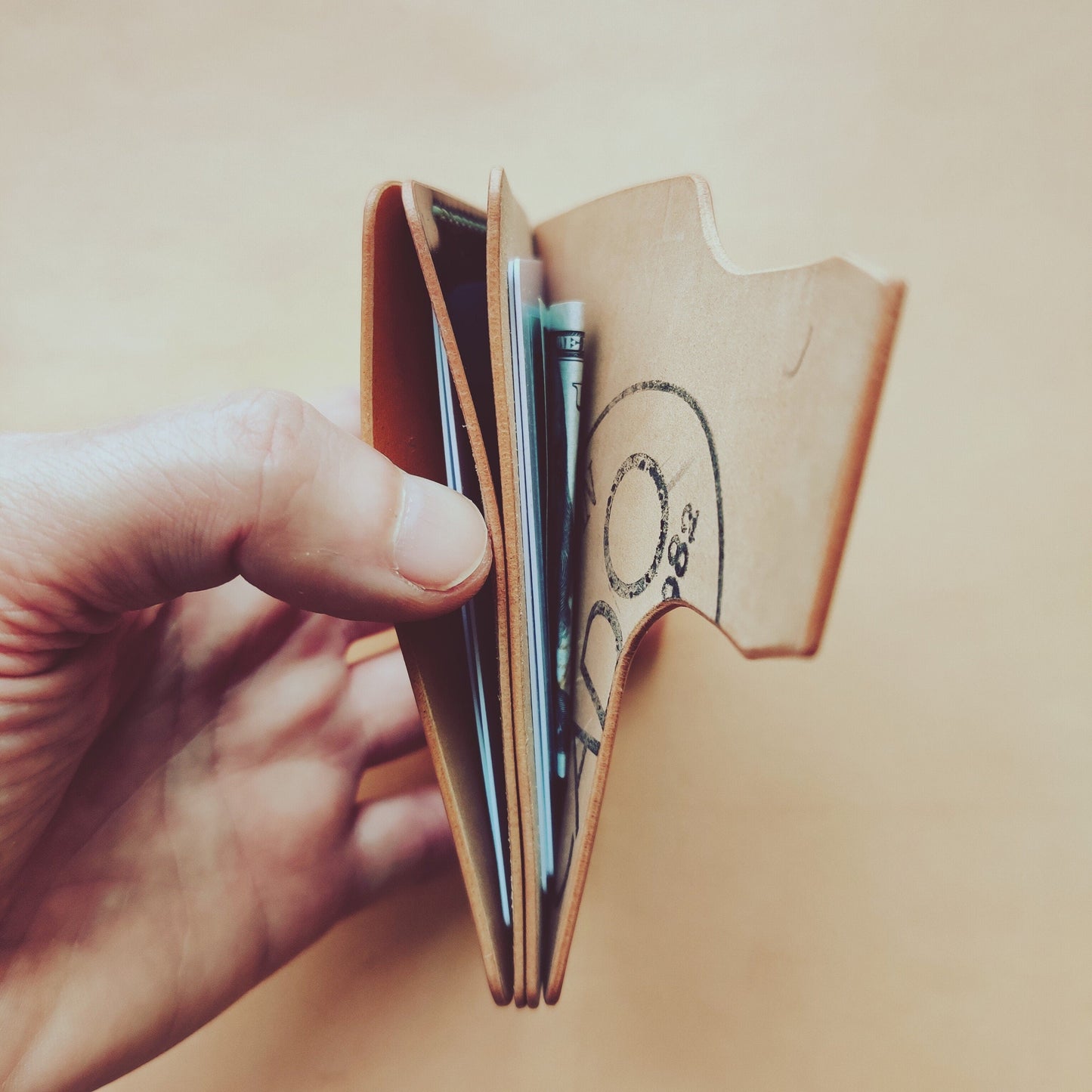 Rocado Shell Cordovan Leather Card Holder, Pocket Mini Wallet, Minimalist Card Holder Case