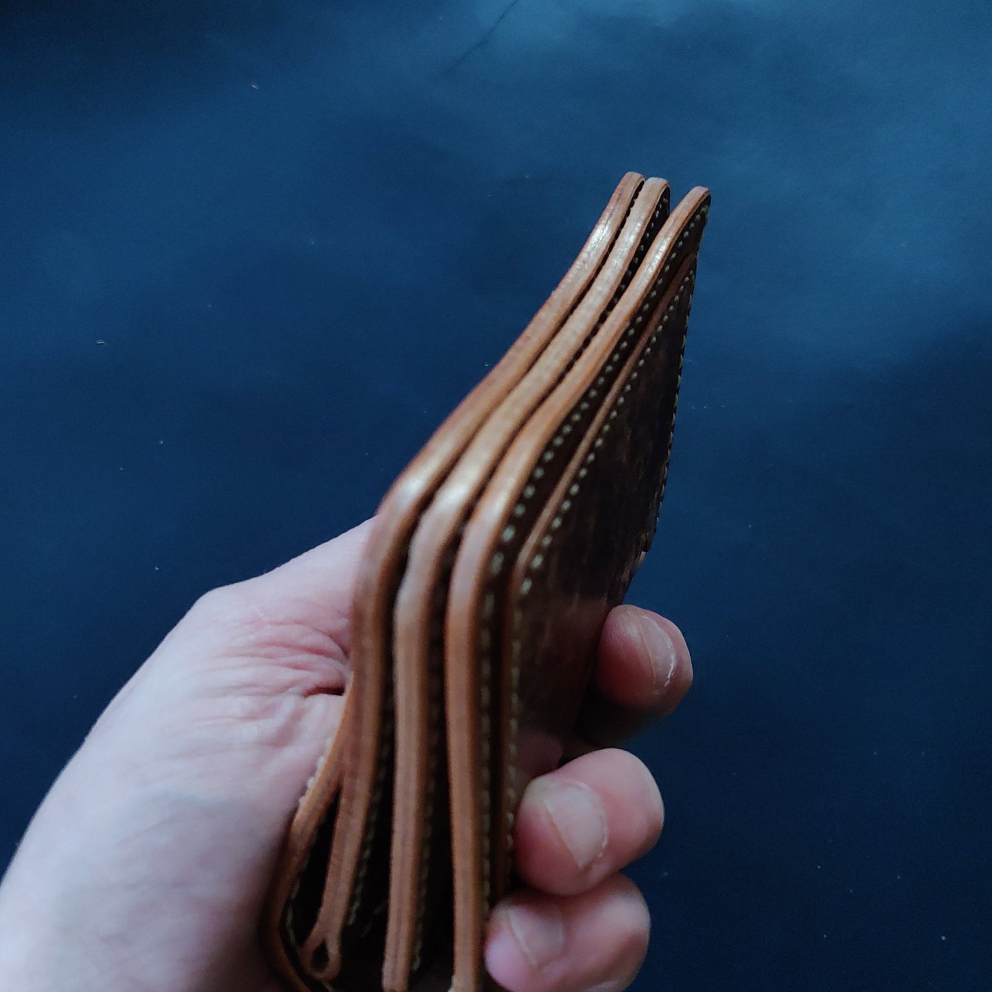 Short Trucker Wallet With A Ring For Chain Or Lanyard, Veg Tan Wallet, Stylish Wallet For Rider, Biker or Trucker