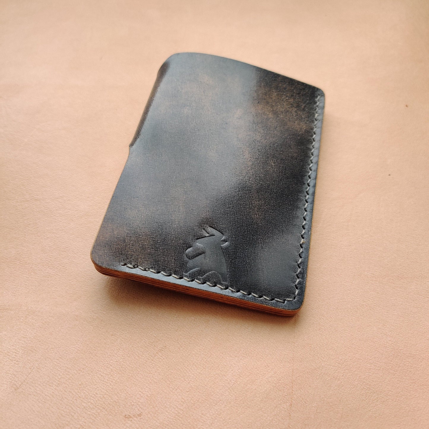Rocado Shell Cordovan Leather Card Holder, Pocket Mini Wallet, Minimalist Card Holder Case
