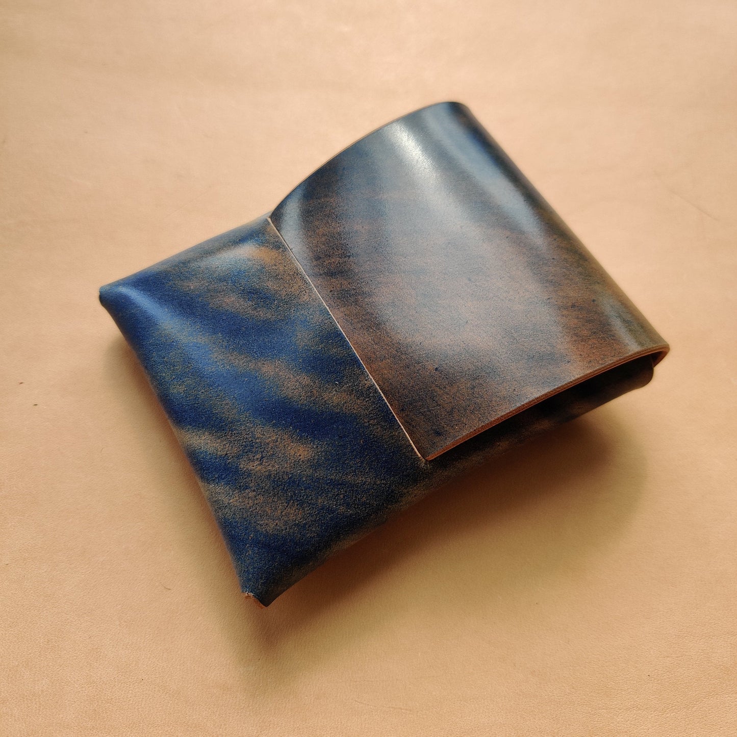 Stitchless Shell Cordovan Leather Cards Wallet, Origami Minimalist Wallet, EDC Card Holder Case