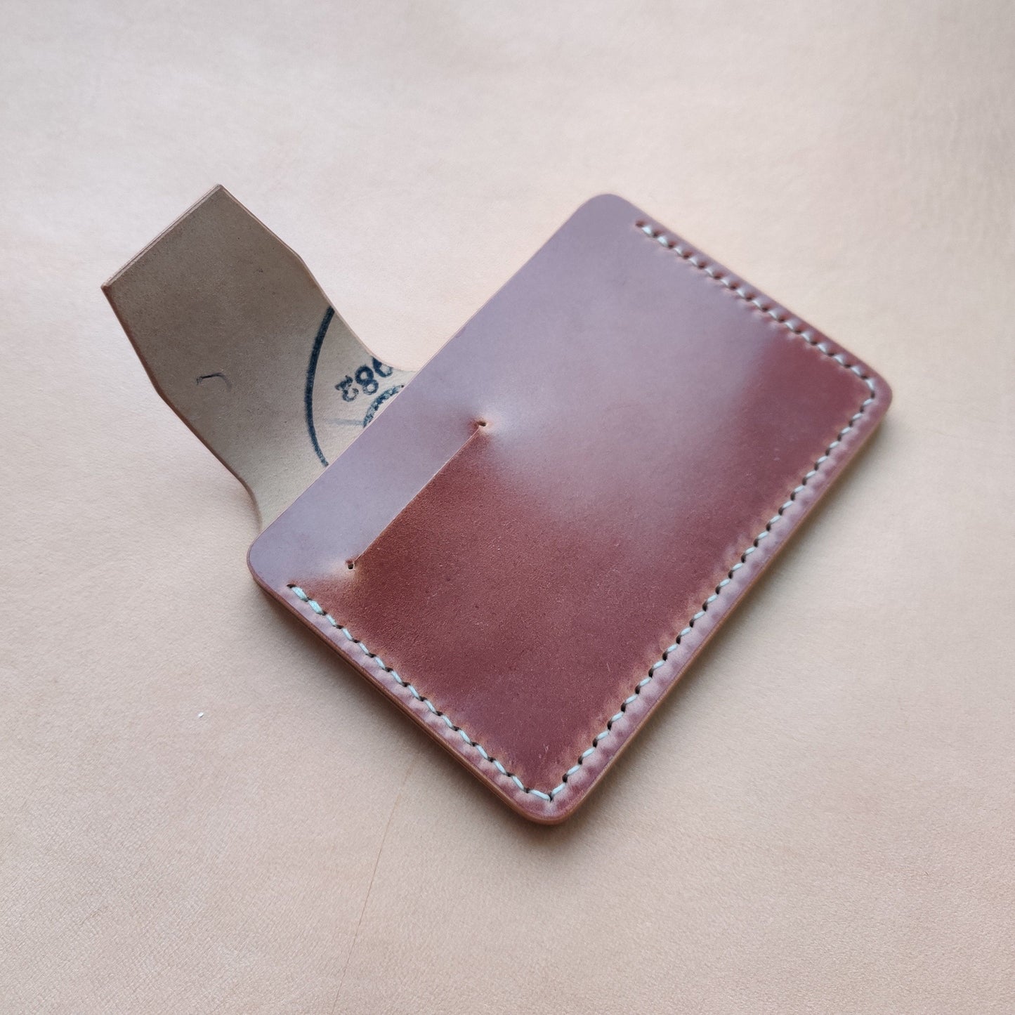 Rocado Shell Cordovan Leather Card Holder, Pocket Mini Wallet, Minimalist Card Holder Case