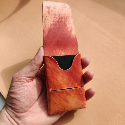 Rocado Shell Cordovan Stitchless  Leather Mini Cards Wallet, Origami Minimalist Wallet, EDC Card Holder Case