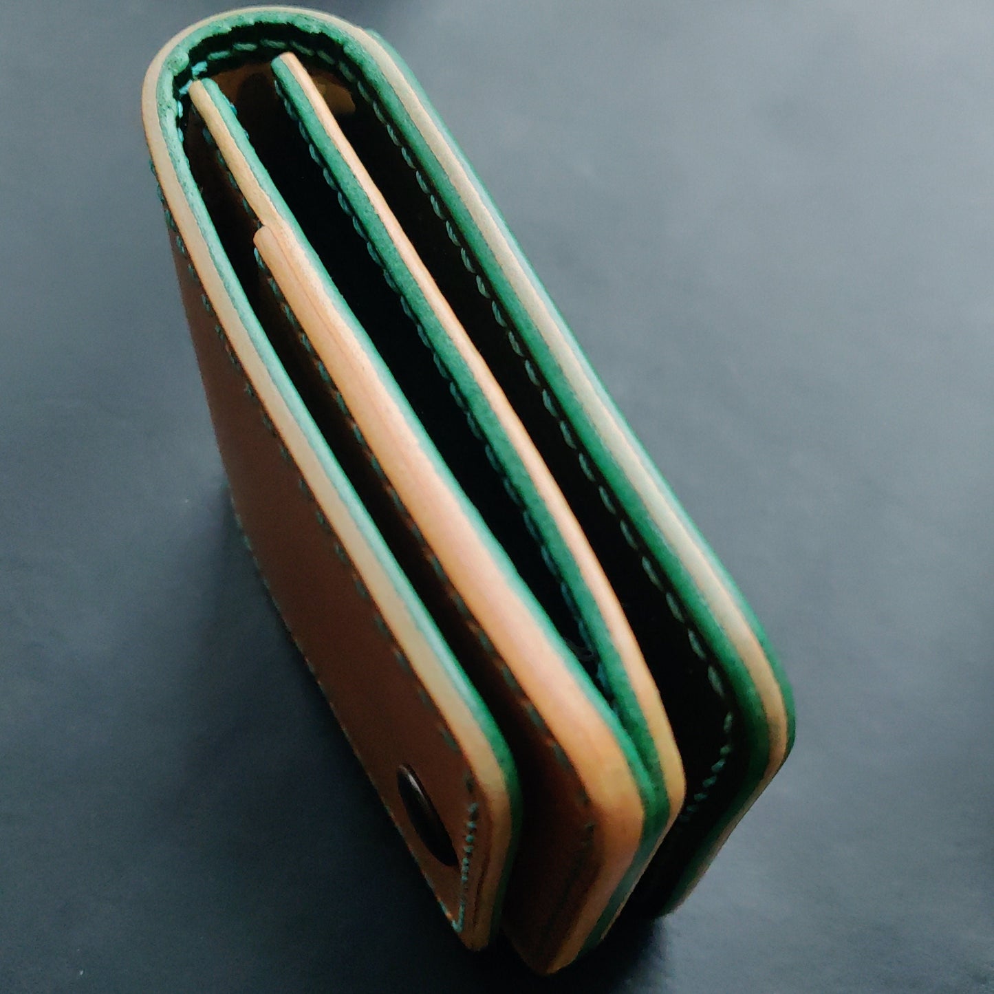 Leather vertical minimalist bifold EDC wallet