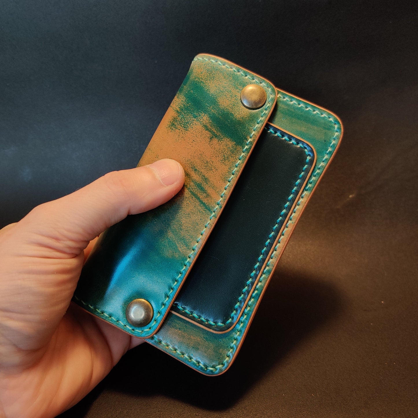 Rocado Shell Cordovan Mini Trucker Wallet, Luxury Compact Wallet