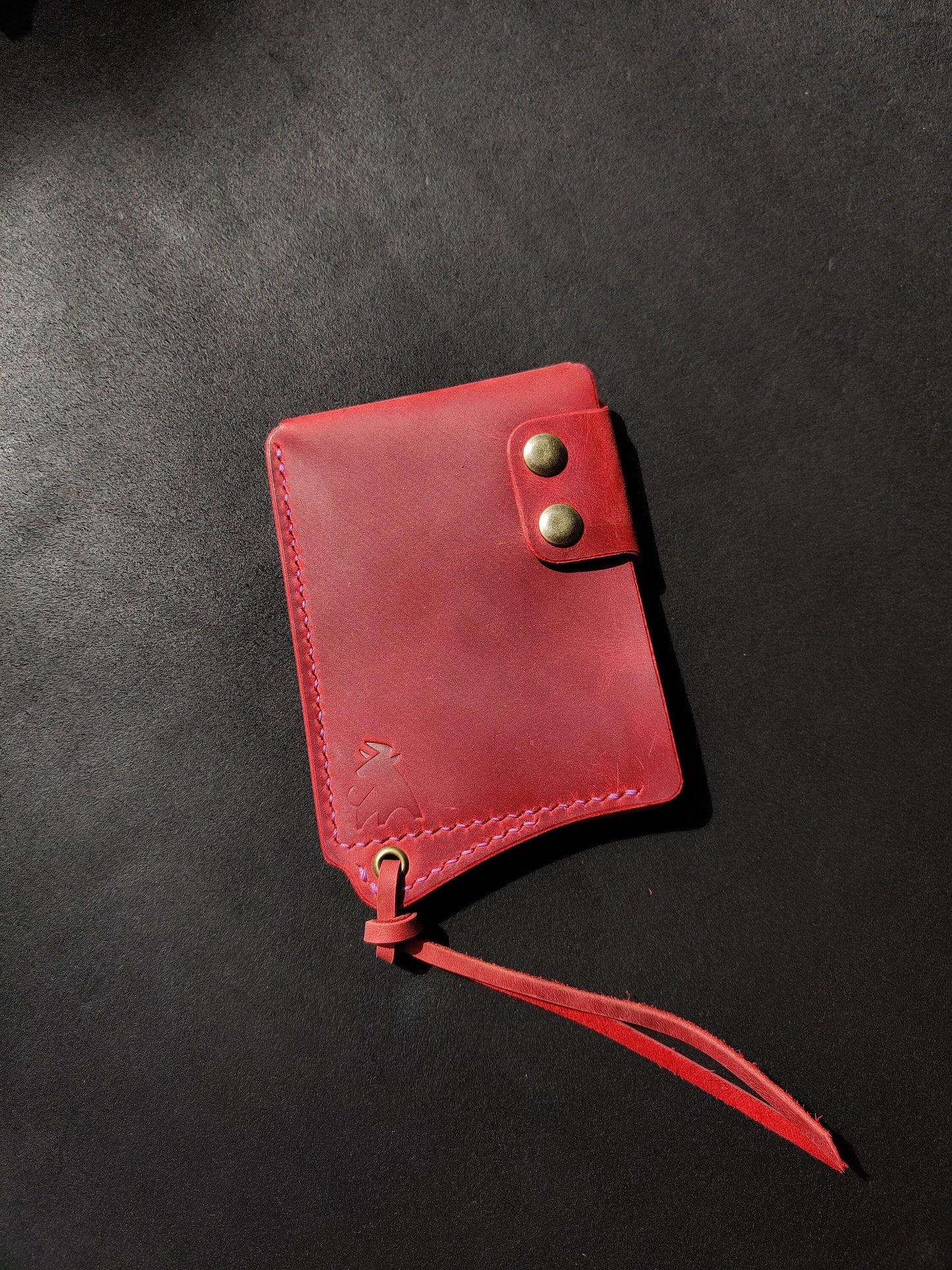 Leather Card Holder With A Ring For Chain Or Lanyard, Pocket Mini Wallet, Minimalist Card Holder Case