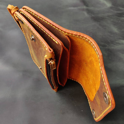 Short Trucker Wallet With A Ring For Chain or Lanyard, Stylish Wallet For Rider, Biker or Trucker