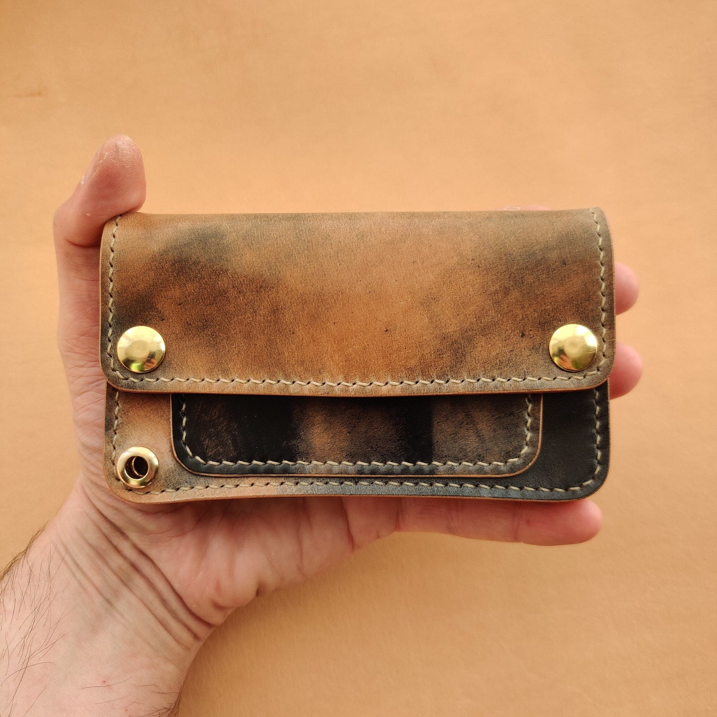 Rocado Shell Cordovan Mini Trucker Wallet, Luxury Compact Wallet