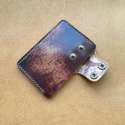 Rocado Shell Cordovan Leather Card Holder, Pocket Mini Wallet, Minimalist Card Holder Case