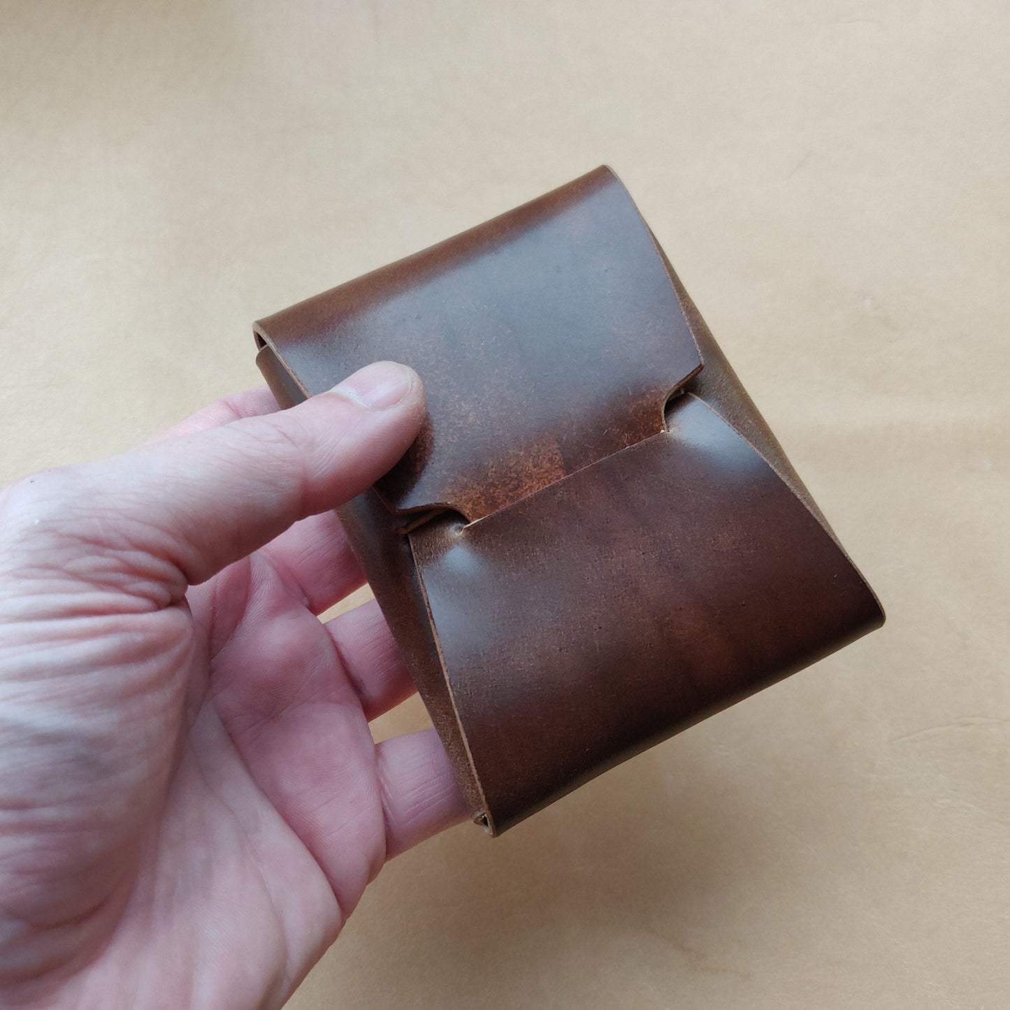 Rocado Shell Cordovan Leather Cards Wallet, Origami Minimalist Wallet, EDC Card Holder Case