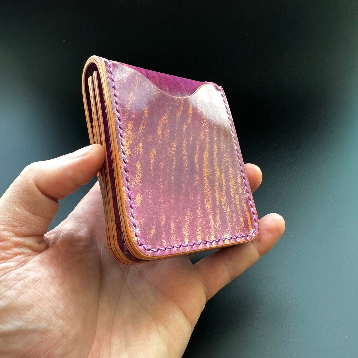 Rocado Shell Cordovan Leather vertical minimalist bifold EDC wallet