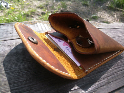 Leather Origami Wallet, Minimalist Pocket Wallet, Coin Purse And Card Case Wallet, Leather Card Holder