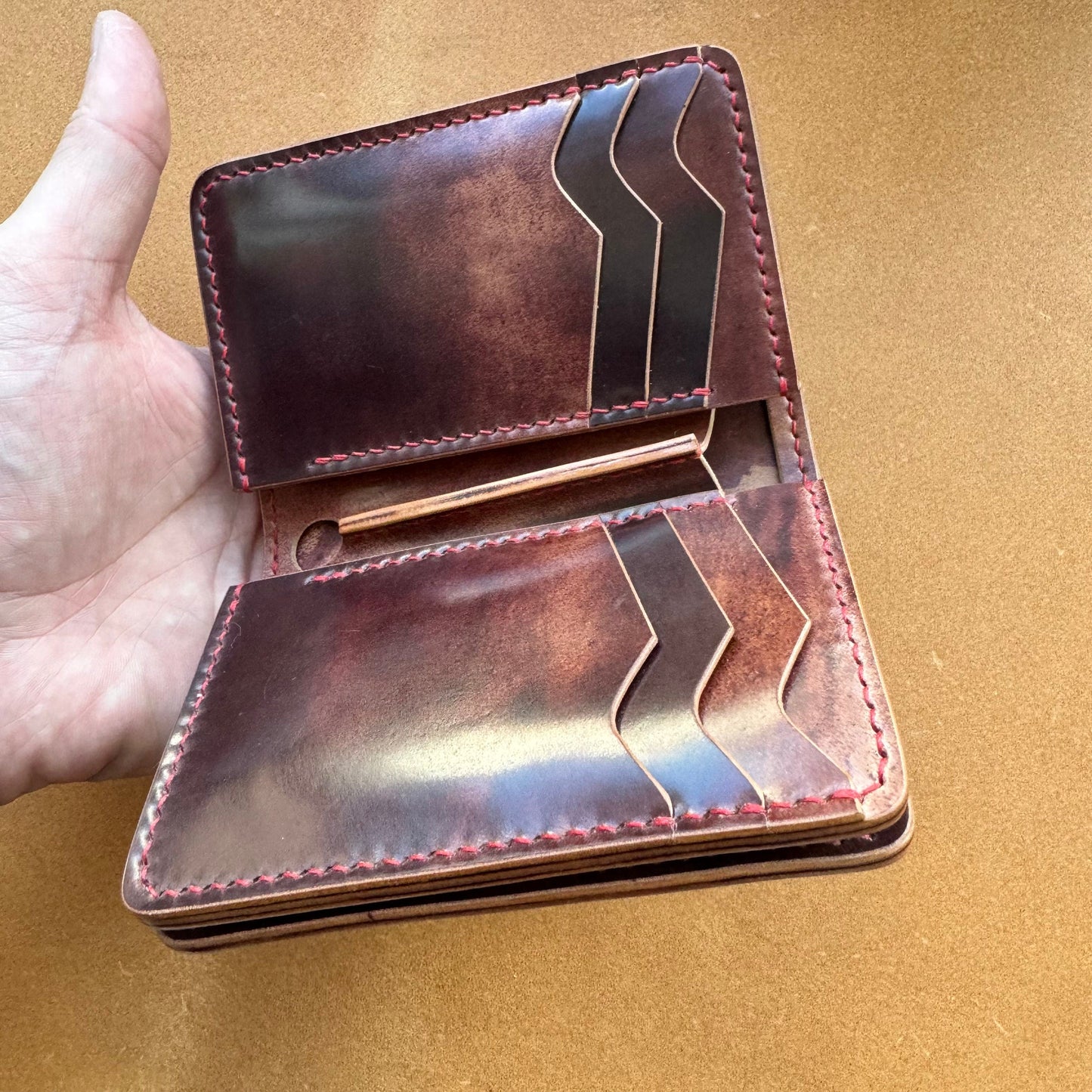 Rocado Shell Cordovan Vertical Leather Wallet, Cash Holder Leather Wallet, Bi-Fold Middle Wallet, Men Gift Wallet, Women Gift Wallet