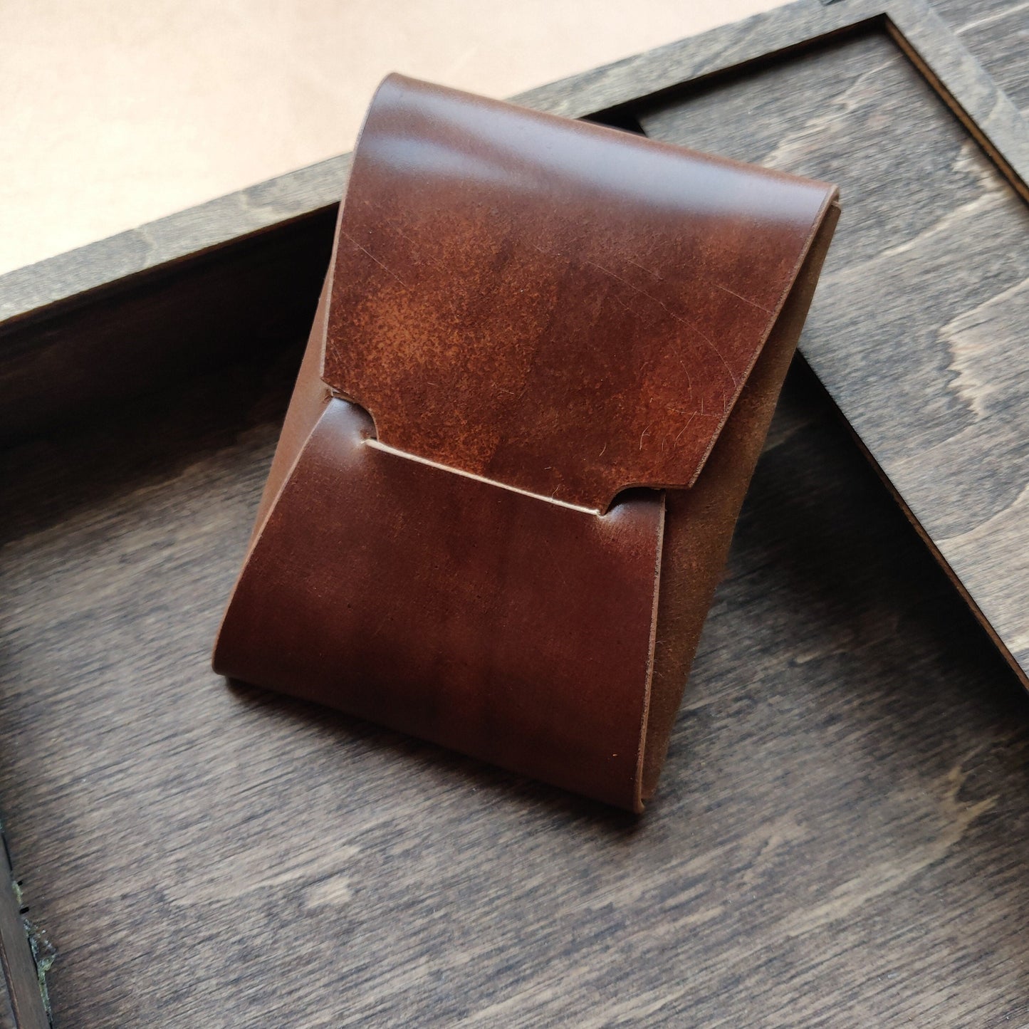 Rocado Shell Cordovan Leather Cards Wallet, Origami Minimalist Wallet, EDC Card Holder Case